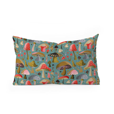 Cat Coquillette Mushroom Collection Mint Oblong Throw Pillow