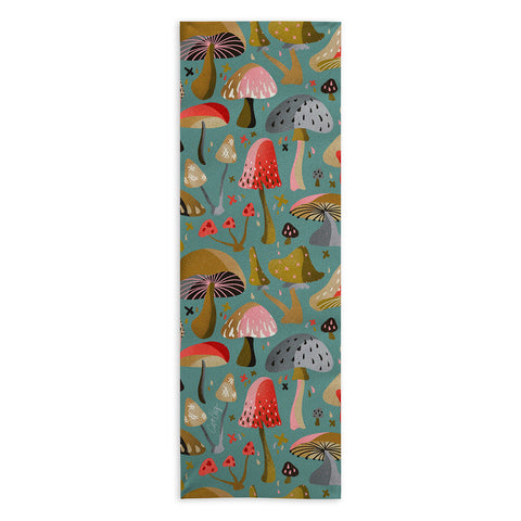 Cat Coquillette Mushroom Collection Mint Yoga Towel