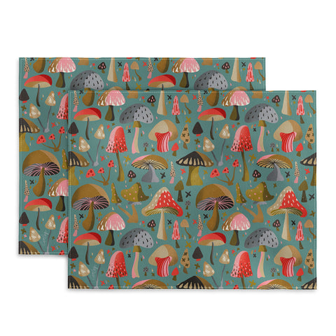 Cat Coquillette Mushroom Collection Mint Placemat