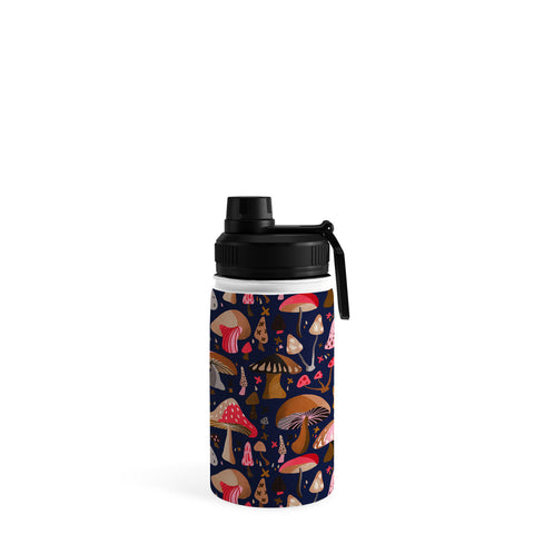 Cat Coquillette Mushroom Collection Navy Water Bottle
