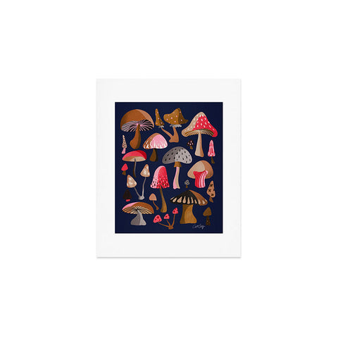 Cat Coquillette Mushroom Collection Navy Art Print