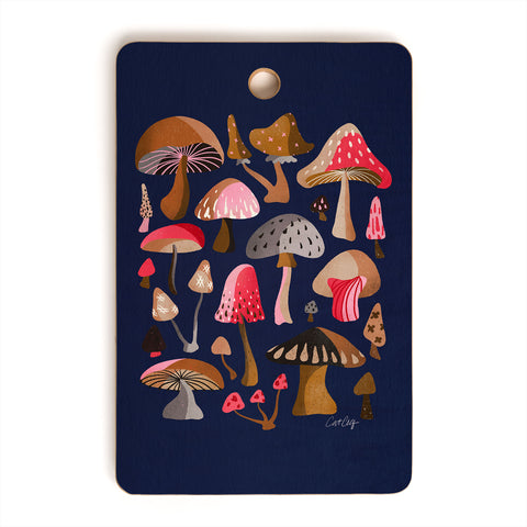 Cat Coquillette Mushroom Collection Navy Cutting Board Rectangle