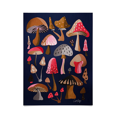 Cat Coquillette Mushroom Collection Navy Poster