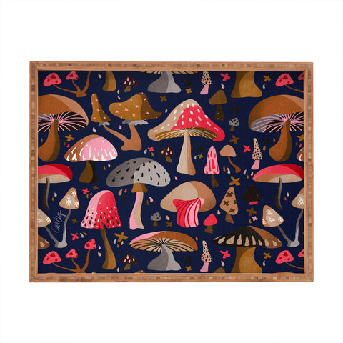 Cat Coquillette Mushroom Collection Navy Rectangular Tray
