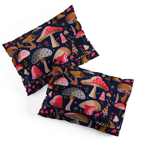 Cat Coquillette Mushroom Collection Navy Pillow Shams