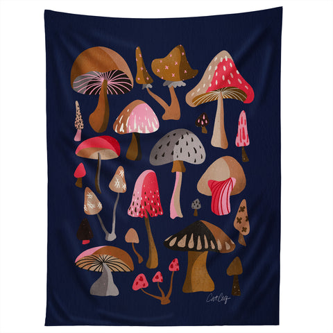 Cat Coquillette Mushroom Collection Navy Tapestry