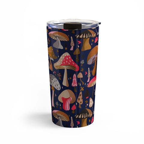 Cat Coquillette Mushroom Collection Navy Travel Mug