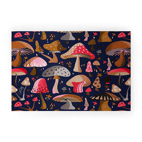 Cat Coquillette Mushroom Collection Navy Welcome Mat