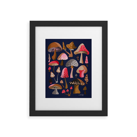 Cat Coquillette Mushroom Collection Navy Framed Art Print