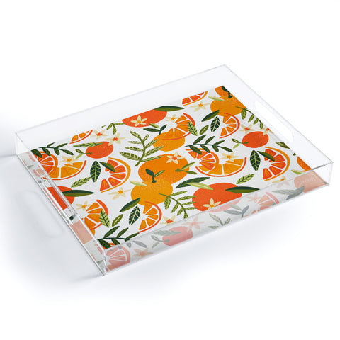 Cat Coquillette Orange Blooms White Palette Acrylic Tray