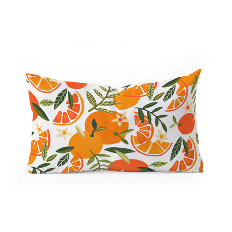 Cat Coquillette Orange Blooms White Palette Oblong Throw Pillow