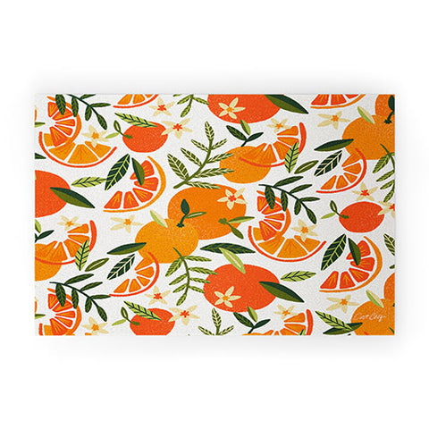 Cat Coquillette Orange Blooms White Palette Welcome Mat