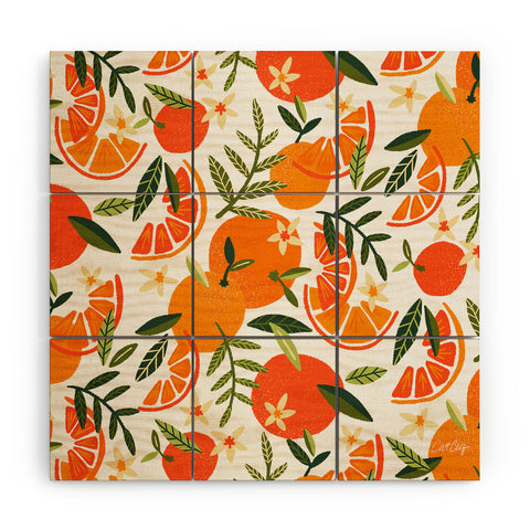 Cat Coquillette Orange Blooms White Palette Wood Wall Mural