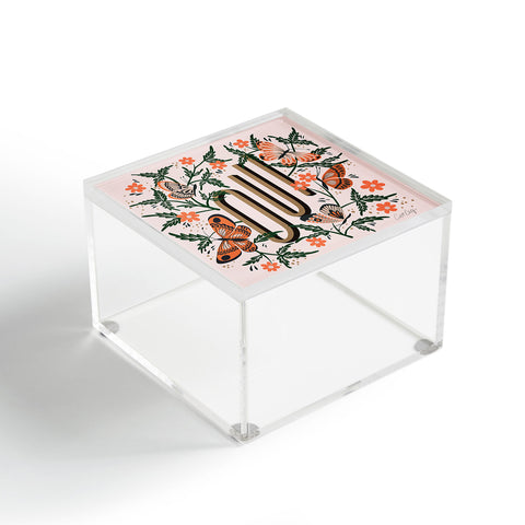 Cat Coquillette Oui Butterflies Coral Green Acrylic Box