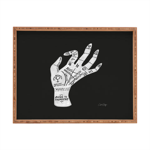 Cat Coquillette Palmistry White on Black Rectangular Tray