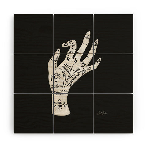 Cat Coquillette Palmistry White on Black Wood Wall Mural
