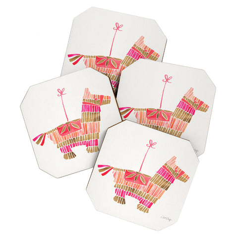 Cat Coquillette Pinata Pink and Rose Gold Coaster Set