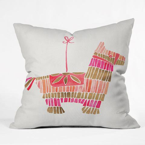 Cat Coquillette Pinata Pink and Rose Gold Throw Pillow