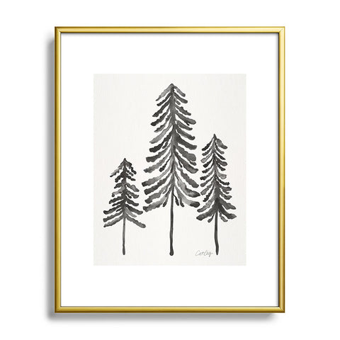 Cat Coquillette Pine Trees Black Ink2 Metal Framed Art Print