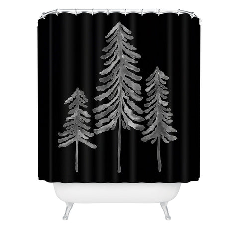 Cat Coquillette Pine Trees Black Ink2 Shower Curtain
