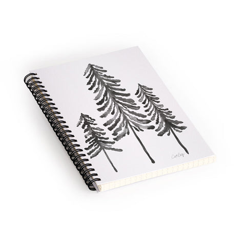 Cat Coquillette Pine Trees Black Ink2 Spiral Notebook