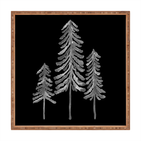 Cat Coquillette Pine Trees Black Ink2 Square Tray