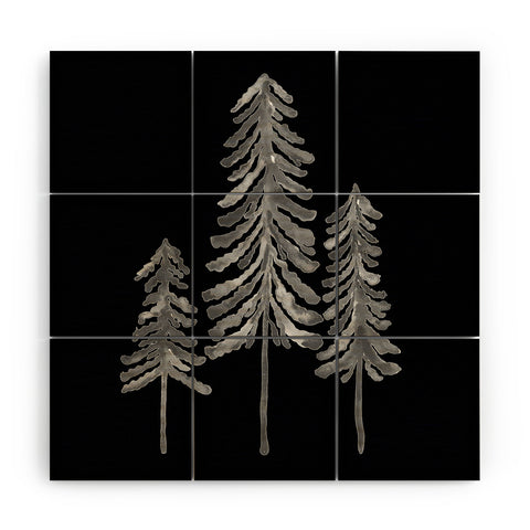 Cat Coquillette Pine Trees Black Ink2 Wood Wall Mural