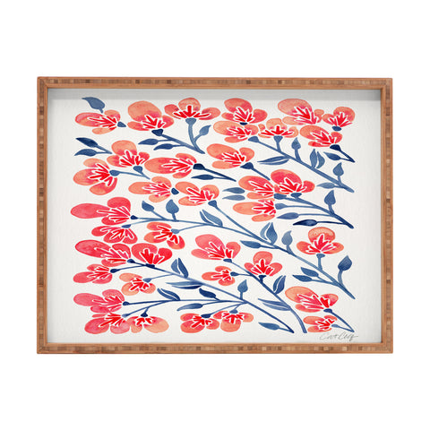 Cat Coquillette Pink Cherry Blossoms Rectangular Tray