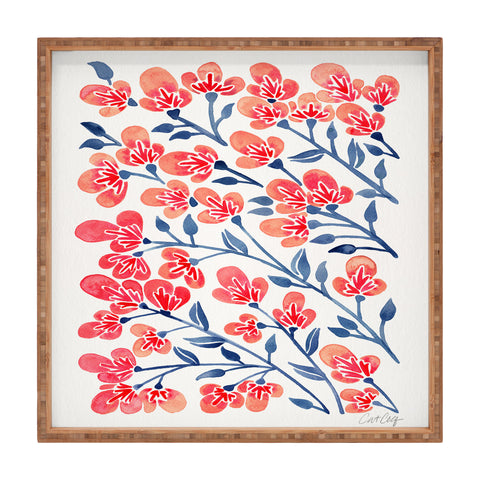 Cat Coquillette Pink Cherry Blossoms Square Tray