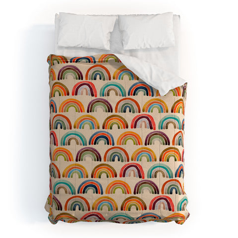 Cat Coquillette Rainbow Watercolor Retro Palette Comforter