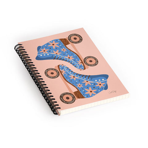 Cat Coquillette Retro Roller Skates Blue Spiral Notebook
