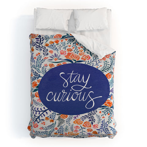 Cat Coquillette Stay Curious Navy Red Duvet Cover