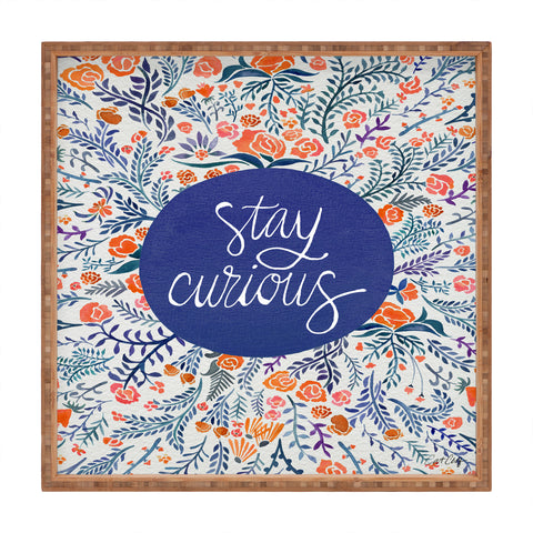 Cat Coquillette Stay Curious Navy Red Square Tray