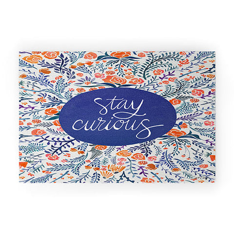 Cat Coquillette Stay Curious Navy Red Welcome Mat
