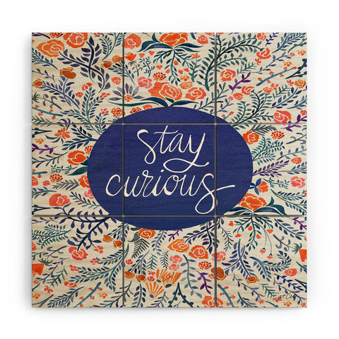 Cat Coquillette Stay Curious Navy Red Wood Wall Mural