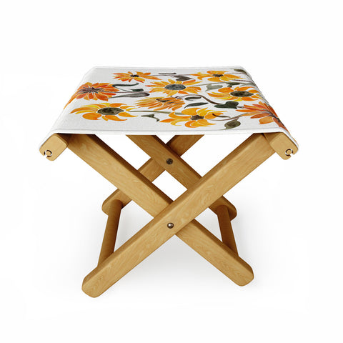 Cat Coquillette Sunflower Watercolor Yellow Folding Stool