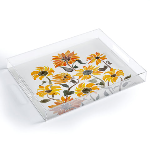 Cat Coquillette Sunflower Watercolor Yellow Acrylic Tray