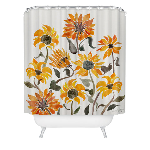 Cat Coquillette Sunflower Watercolor Yellow Shower Curtain