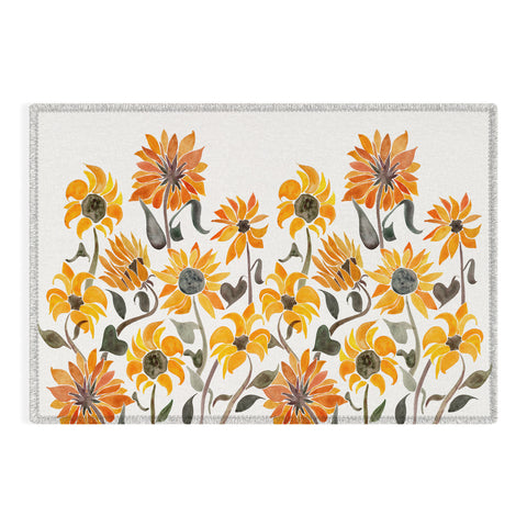 Cat Coquillette Sunflower Watercolor Yellow Outdoor Rug