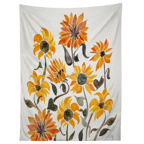 Cat Coquillette Sunflower Watercolor Yellow Tapestry
