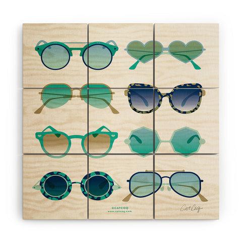 Cat Coquillette Sunglasses Collection Blue Wood Wall Mural