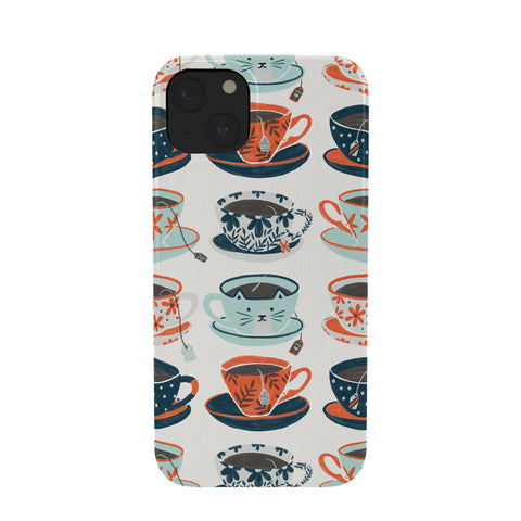 Cat Coquillette Tea Time Coral Teal Phone Case