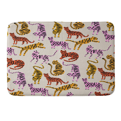 Cat Coquillette Tiger Collection Pink Yellow Memory Foam Bath Mat