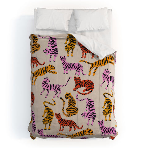 Cat Coquillette Tiger Collection Pink Yellow Comforter