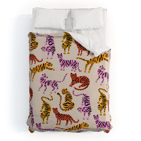 Cat Coquillette Tiger Collection Pink Yellow Duvet Cover