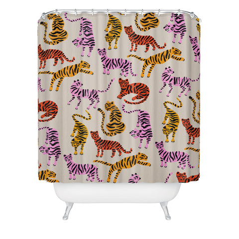 Cat Coquillette Tiger Collection Pink Yellow Shower Curtain