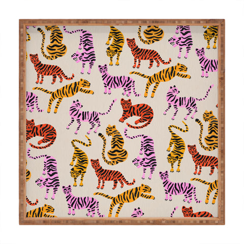 Cat Coquillette Tiger Collection Pink Yellow Square Tray