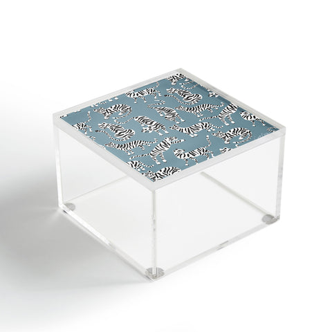 Cat Coquillette Tiger Collection White on Blue Acrylic Box
