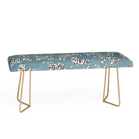 Cat Coquillette Tiger Collection White on Blue Bench