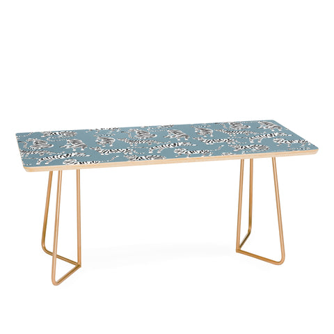 Cat Coquillette Tiger Collection White on Blue Coffee Table